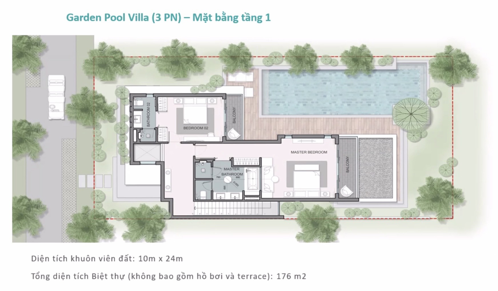 Garden pool villa - mat bang tang 1